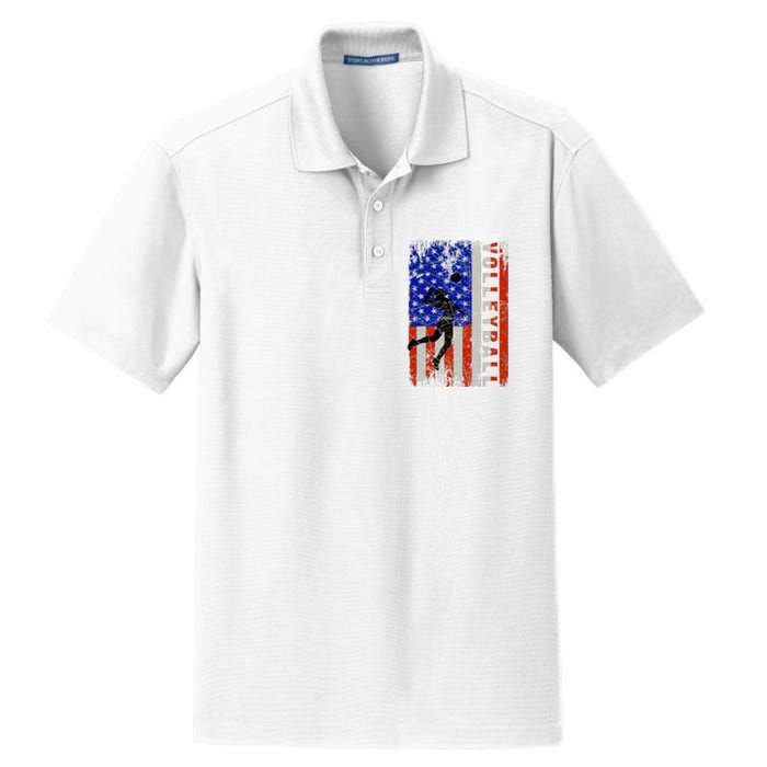 American Flag Volleyball Patriotic Usa 4th Of July Dry Zone Grid Polo