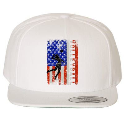 American Flag Volleyball Patriotic Usa 4th Of July Wool Snapback Cap