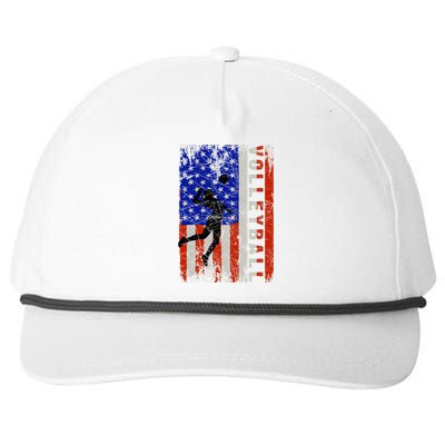 American Flag Volleyball Patriotic Usa 4th Of July Snapback Five-Panel Rope Hat