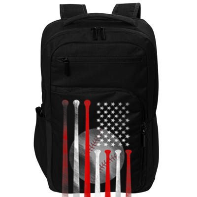 American Flag Vintage Baseball Bat Impact Tech Backpack