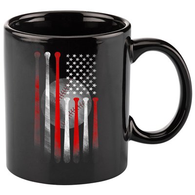 American Flag Vintage Baseball Bat 11oz C Handle Ceramic Mug