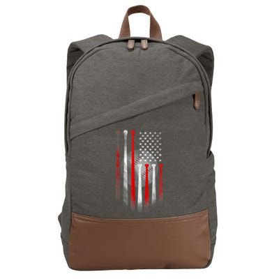 American Flag Vintage Baseball Bat Cotton Canvas Backpack