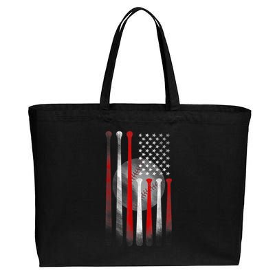 American Flag Vintage Baseball Bat Cotton Canvas Jumbo Tote