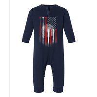 American Flag Vintage Baseball Bat Infant Fleece One Piece