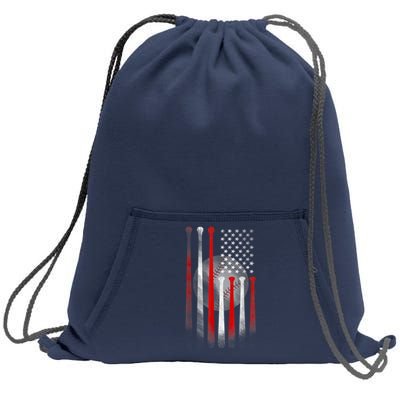 American Flag Vintage Baseball Bat Sweatshirt Cinch Pack Bag