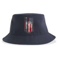 American Flag Vintage Baseball Bat Sustainable Bucket Hat