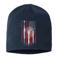 American Flag Vintage Baseball Bat Sustainable Beanie