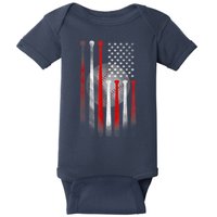 American Flag Vintage Baseball Bat Baby Bodysuit