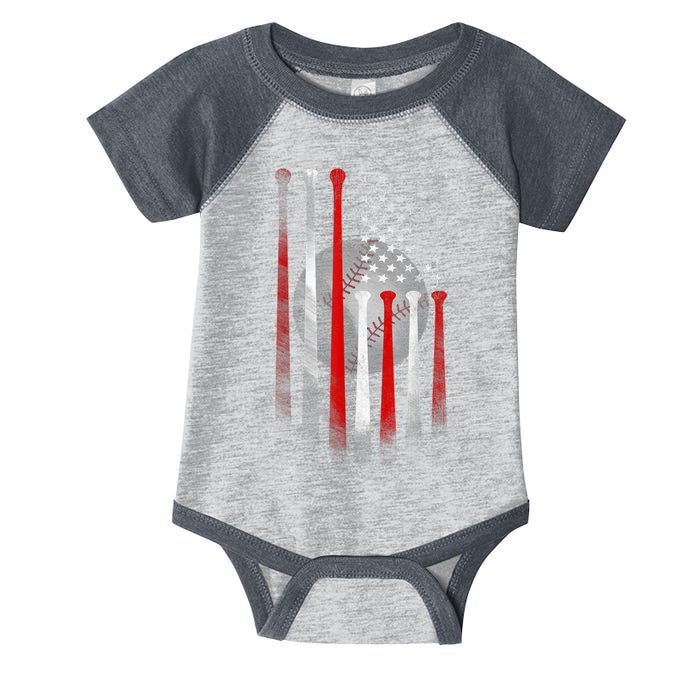 American Flag Vintage Baseball Bat Infant Baby Jersey Bodysuit