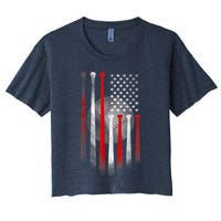 American Flag Vintage Baseball Bat Women's Crop Top Tee
