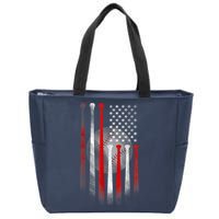 American Flag Vintage Baseball Bat Zip Tote Bag