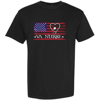 American Flag VA Nurse Patriotic 4th of July Garment-Dyed Heavyweight T-Shirt