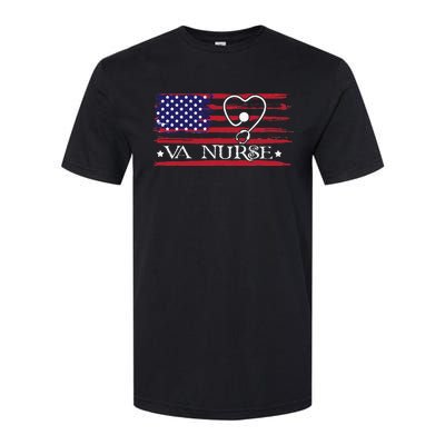 American Flag VA Nurse Patriotic 4th of July Softstyle® CVC T-Shirt