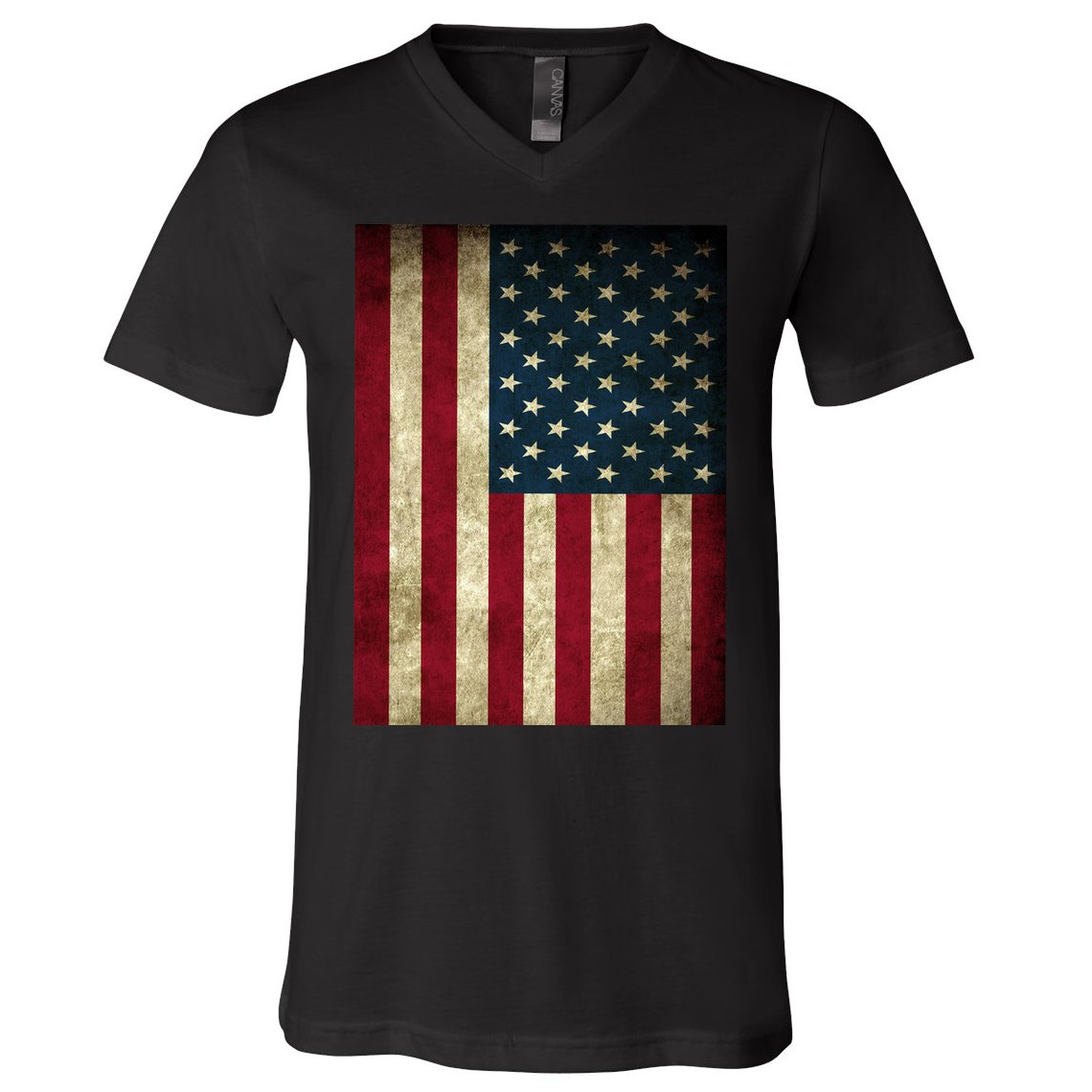 American Flag Vintage Distress V-Neck T-Shirt