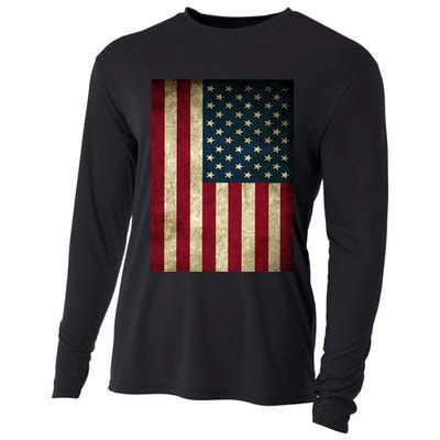 American Flag Vintage Distress Cooling Performance Long Sleeve Crew