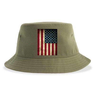 American Flag Vintage Distress Sustainable Bucket Hat