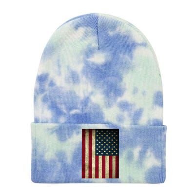 American Flag Vintage Distress Tie Dye 12in Knit Beanie