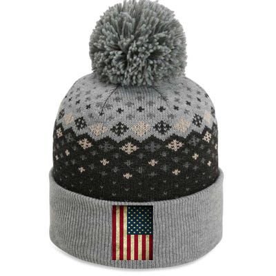 American Flag Vintage Distress The Baniff Cuffed Pom Beanie