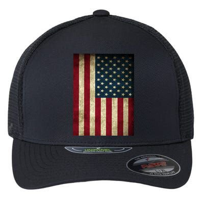 American Flag Vintage Distress Flexfit Unipanel Trucker Cap