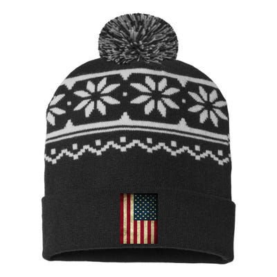 American Flag Vintage Distress USA-Made Snowflake Beanie