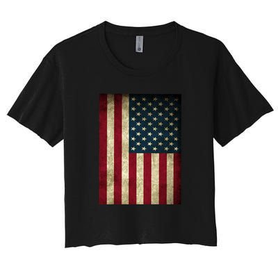 American Flag Vintage Distress Crop Top
