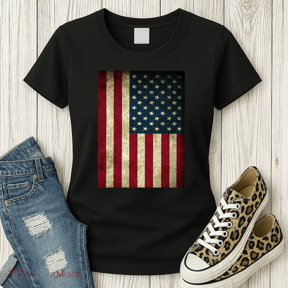 American Flag Vintage Distress Women's T-Shirt