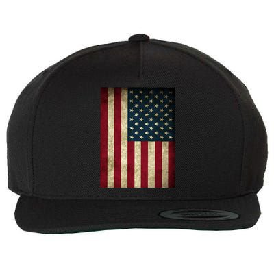 American Flag Vintage Distress Wool Snapback Cap