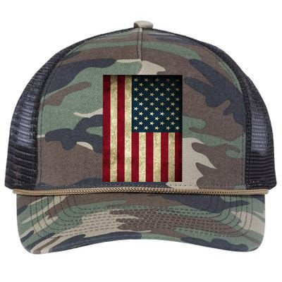 American Flag Vintage Distress Retro Rope Trucker Hat Cap