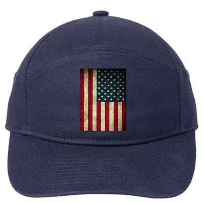 American Flag Vintage Distress 7-Panel Snapback Hat