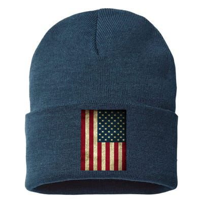 American Flag Vintage Distress Sustainable Knit Beanie