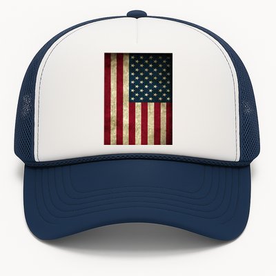 American Flag Vintage Distress Trucker Hat