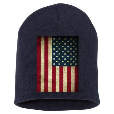 American Flag Vintage Distress Short Acrylic Beanie