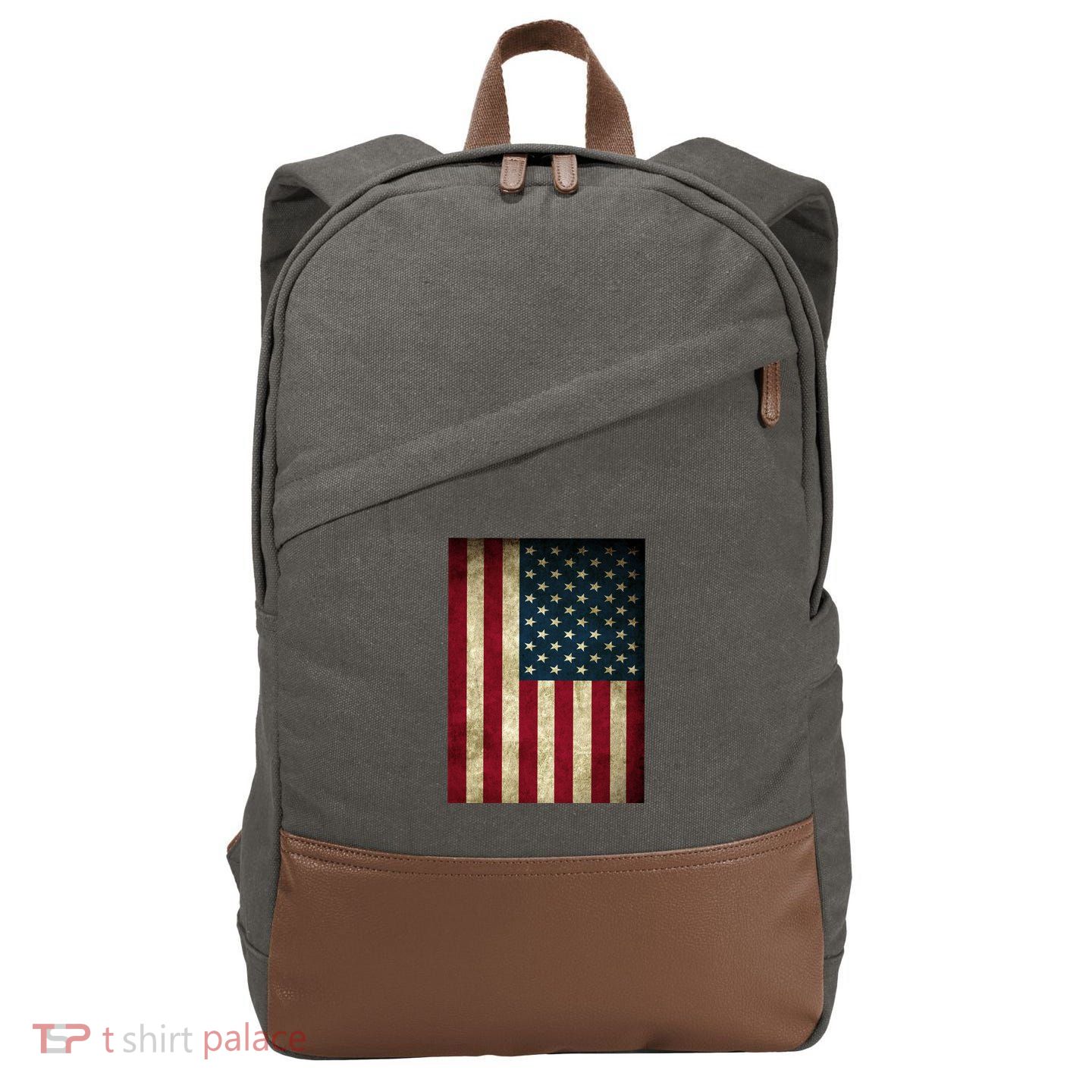 American Flag Vintage Distress Cotton Canvas Backpack
