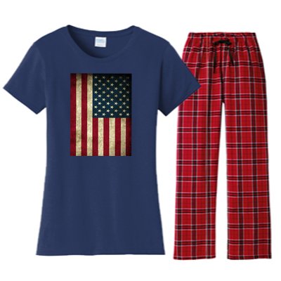 American Flag Vintage Distress Women's Flannel Pajama Set