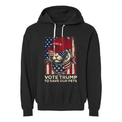 American Flag Vote Trump To Save Our Pets 2024 Maga Trump Garment-Dyed Fleece Hoodie