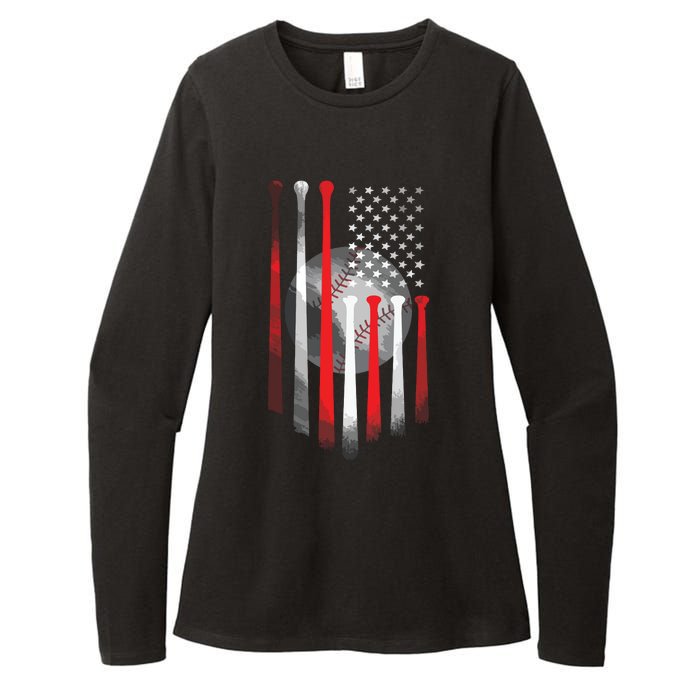 American Flag Vintage Baseball Flag Dad, Mom Tee Womens CVC Long Sleeve Shirt