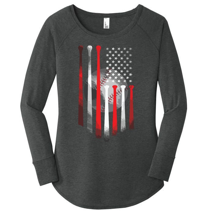 American Flag Vintage Baseball Flag Dad, Mom Tee Women's Perfect Tri Tunic Long Sleeve Shirt