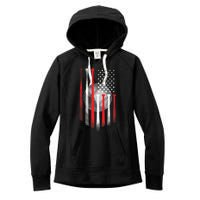 American Flag Vintage Baseball Flag Dad, Mom Tee Women's Fleece Hoodie