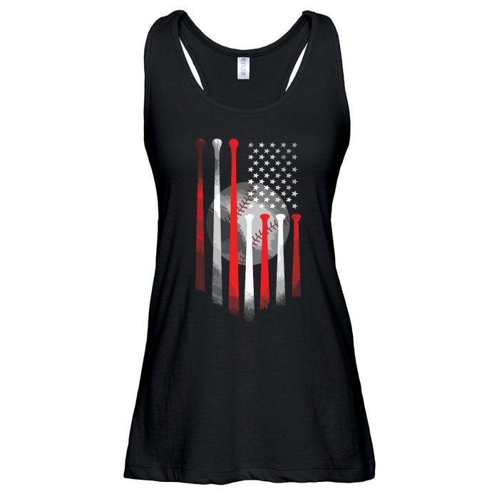 American Flag Vintage Baseball Flag Dad, Mom Tee Ladies Essential Flowy Tank