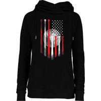 American Flag Vintage Baseball Flag Dad, Mom Tee Womens Funnel Neck Pullover Hood