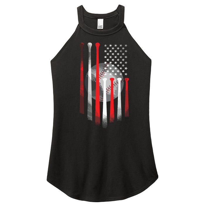 American Flag Vintage Baseball Flag Dad, Mom Tee Women's Perfect Tri Rocker Tank