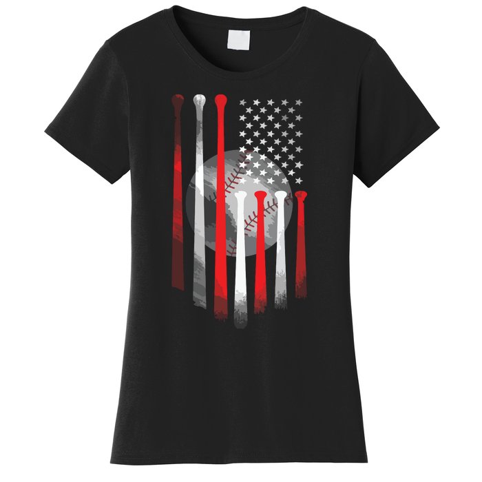 American Flag Vintage Baseball Flag Dad, Mom Tee Women's T-Shirt