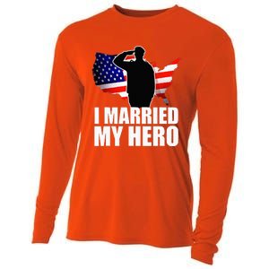 American Flag Veteran Military Wife Support Cooling Performance Long Sleeve Crew