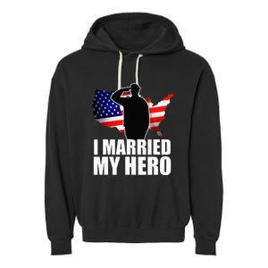 American Flag Veteran Military Wife Support Garment-Dyed Fleece Hoodie