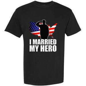 American Flag Veteran Military Wife Support Garment-Dyed Heavyweight T-Shirt