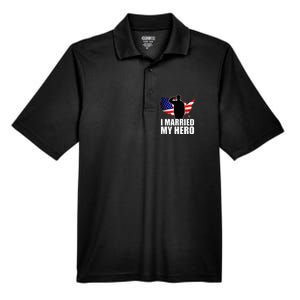 American Flag Veteran Military Wife Support Men's Origin Performance Pique Polo