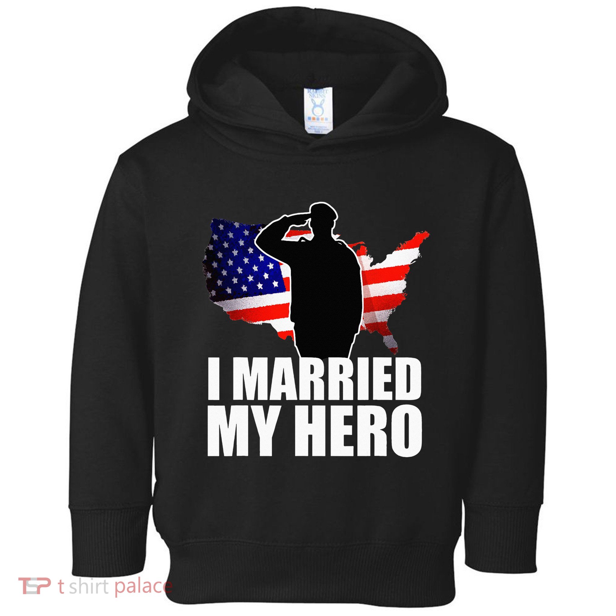 American Flag Veteran Military Wife Support Toddler Hoodie