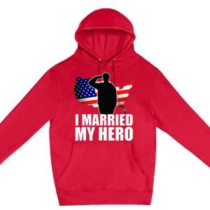 American Flag Veteran Military Wife Support Premium Pullover Hoodie