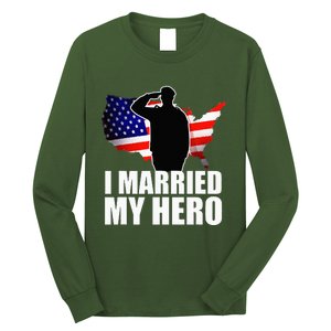 American Flag Veteran Military Wife Support Long Sleeve Shirt