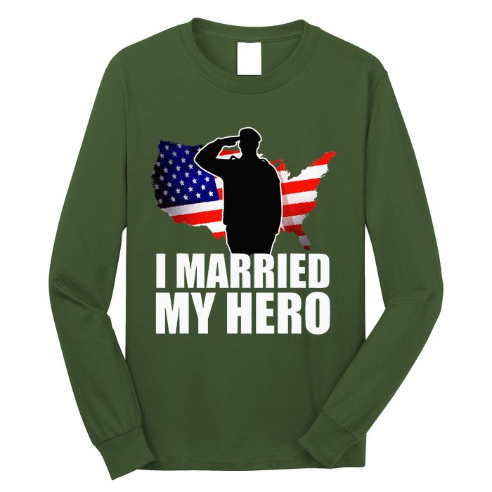 American Flag Veteran Military Wife Support Long Sleeve Shirt